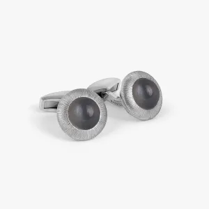 Graffiato Moonstone Cufflinks in Rhodium Plated Silver