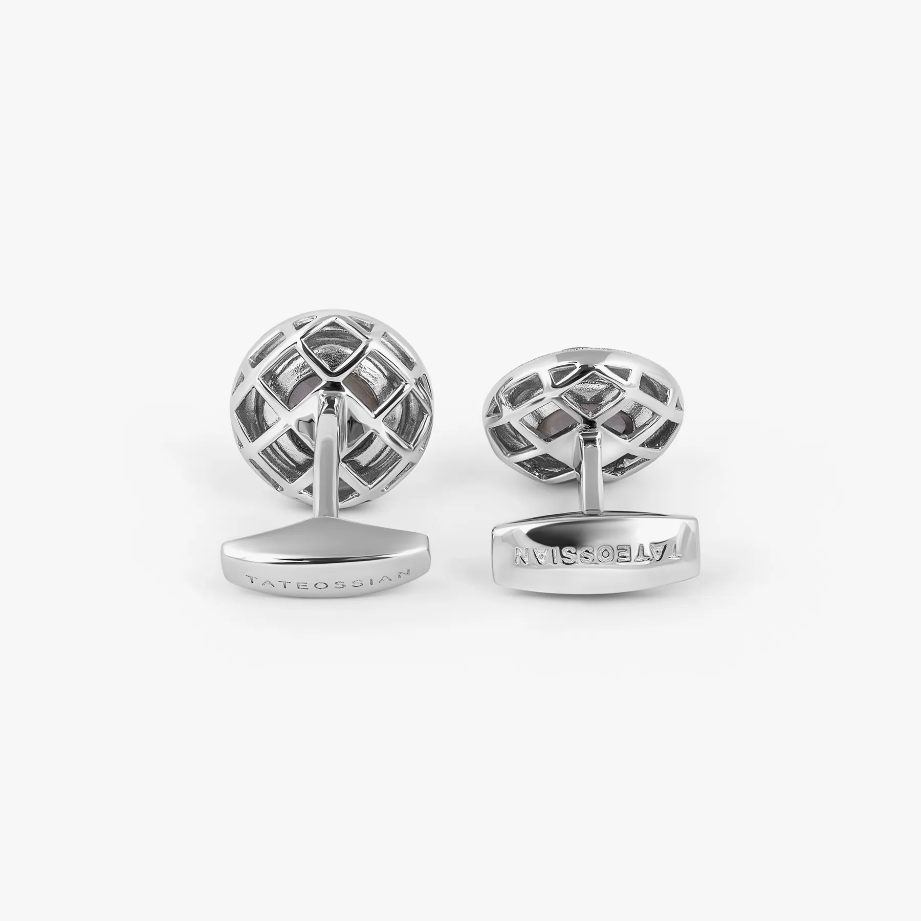 Graffiato Moonstone Cufflinks in Rhodium Plated Silver