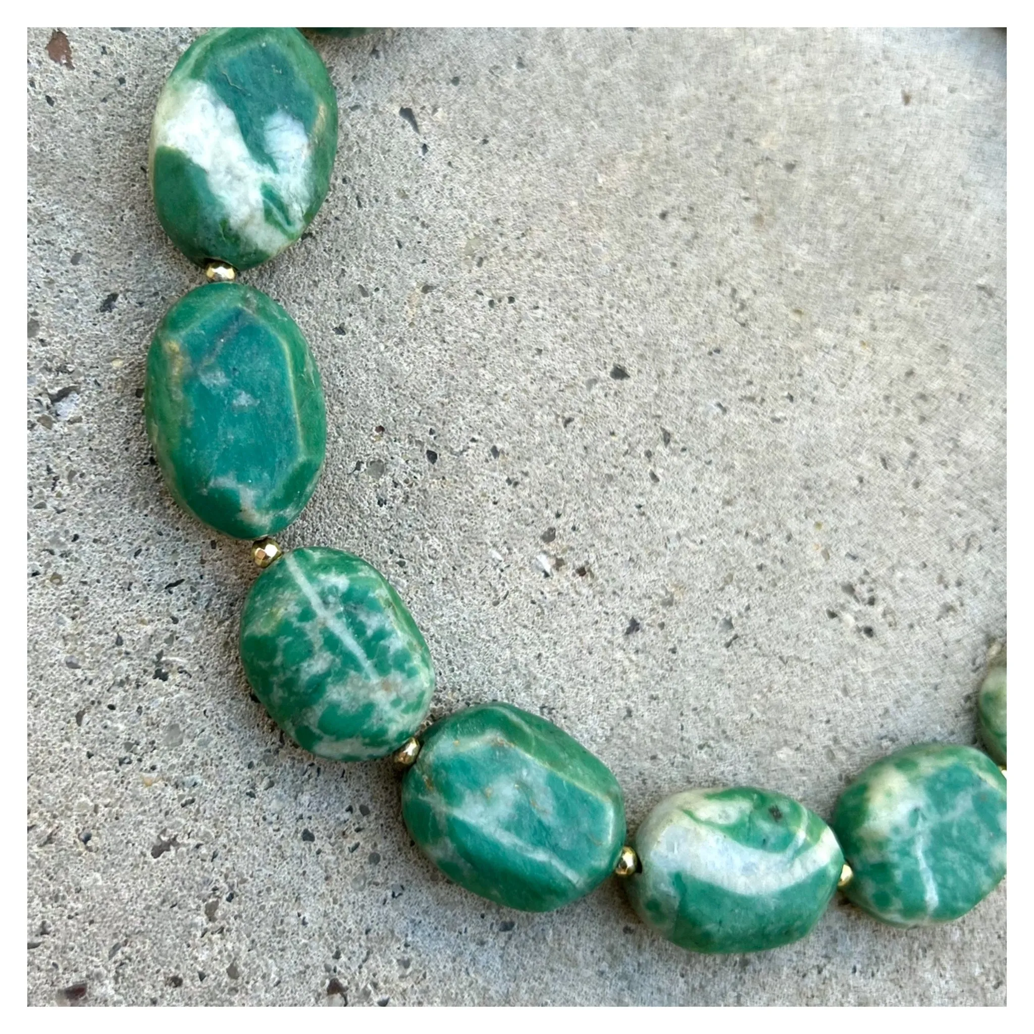 Green Jasper Biggie Faceted Oblongs Necklace