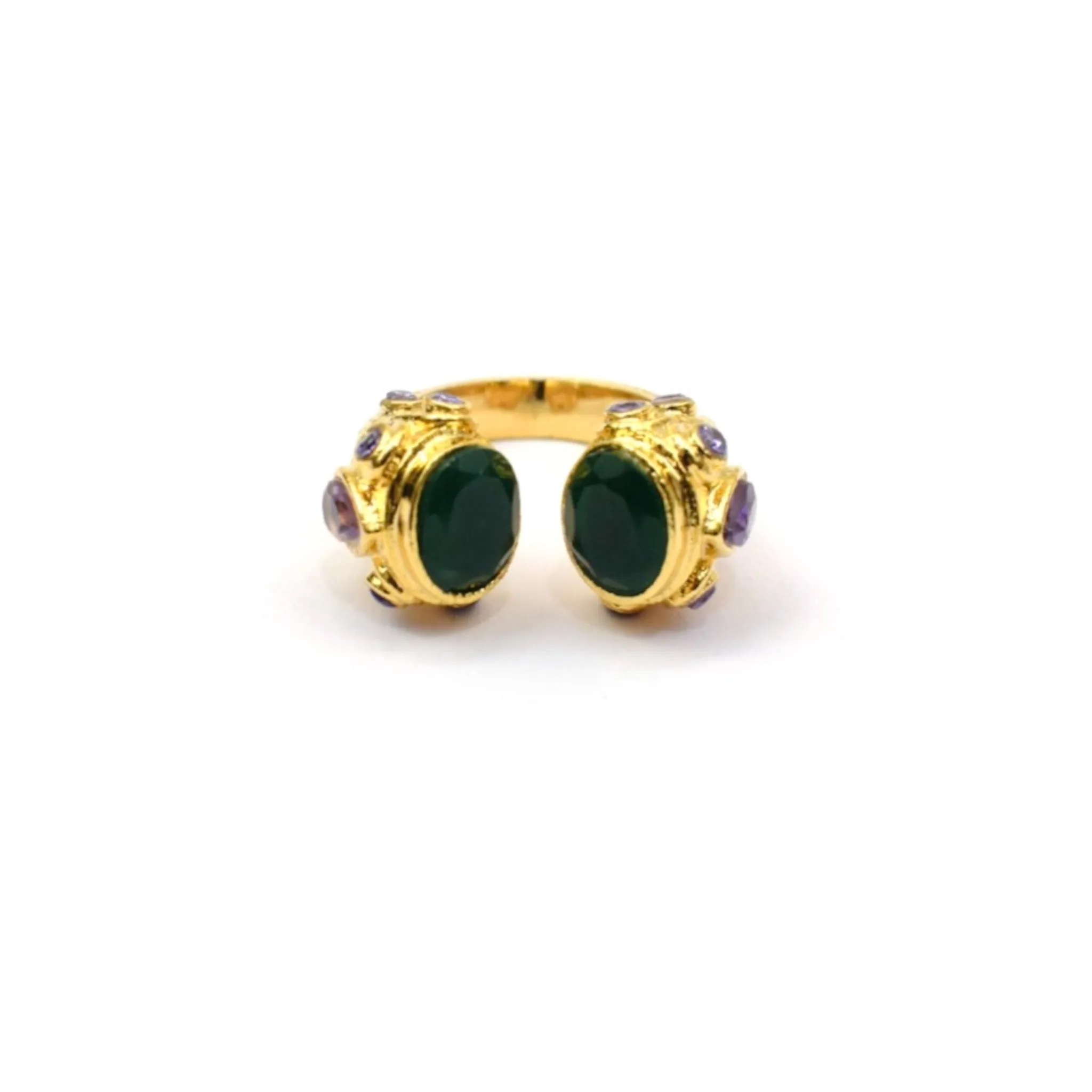 Green Onyx Amethyst Ravi Ring