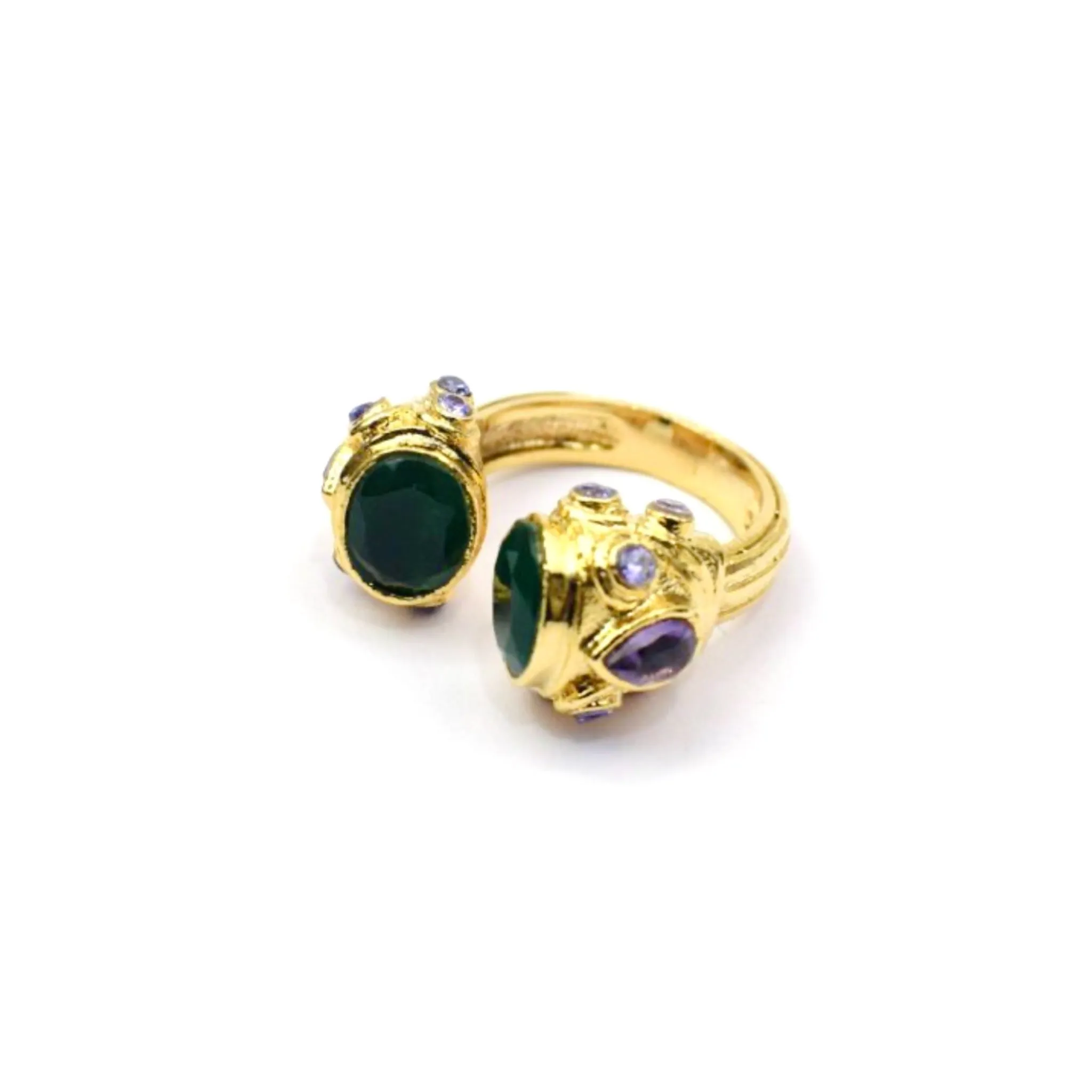 Green Onyx Amethyst Ravi Ring