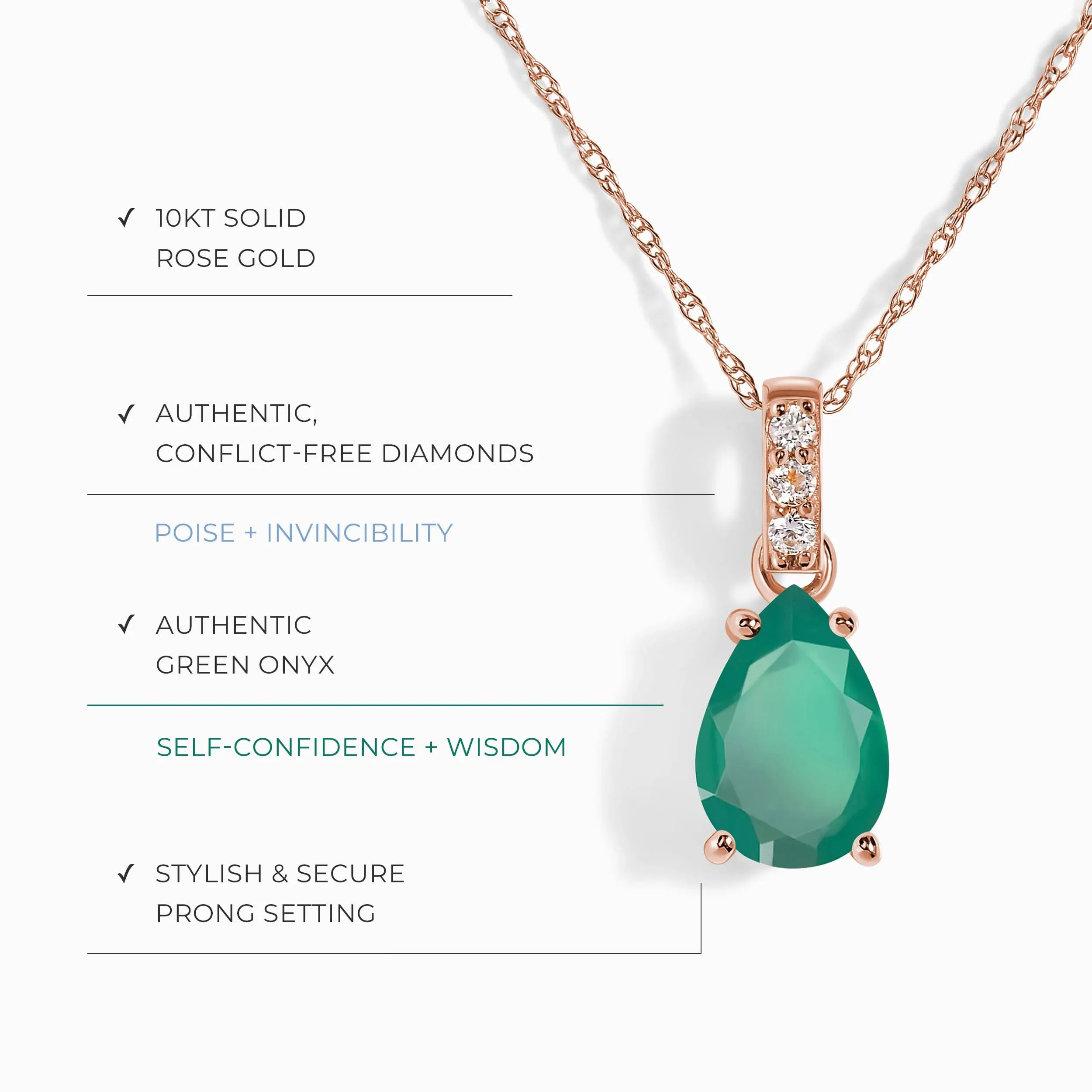 Green Onyx Diamond Necklace Sway - May Birthstone