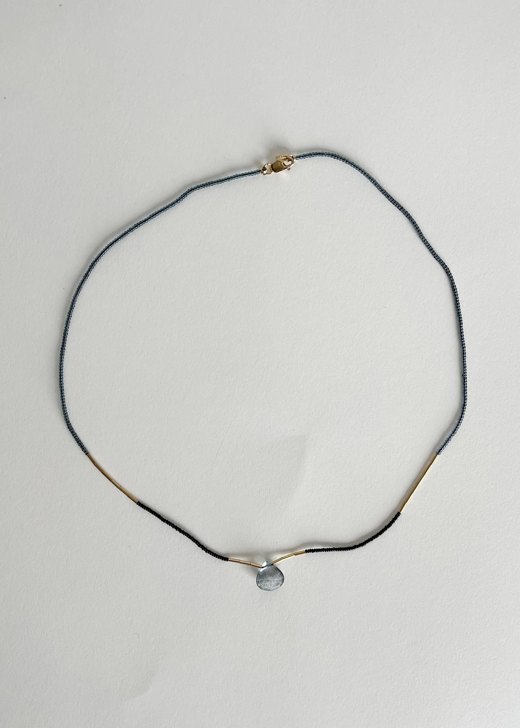 GV, Seed Bead and Quartz Drop Necklace