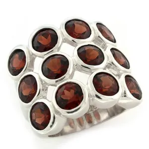 High-Polished 925 Sterling Silver Ring with Semi-Precious Spinel in Garnet for Women Style LOAS1120