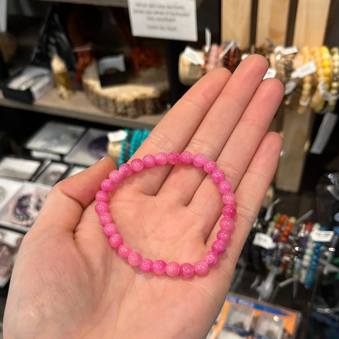 Hot Pink Jade Stretch Bracelet