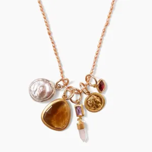 Hypatia Charm Necklace - Champagne Pearl Mix