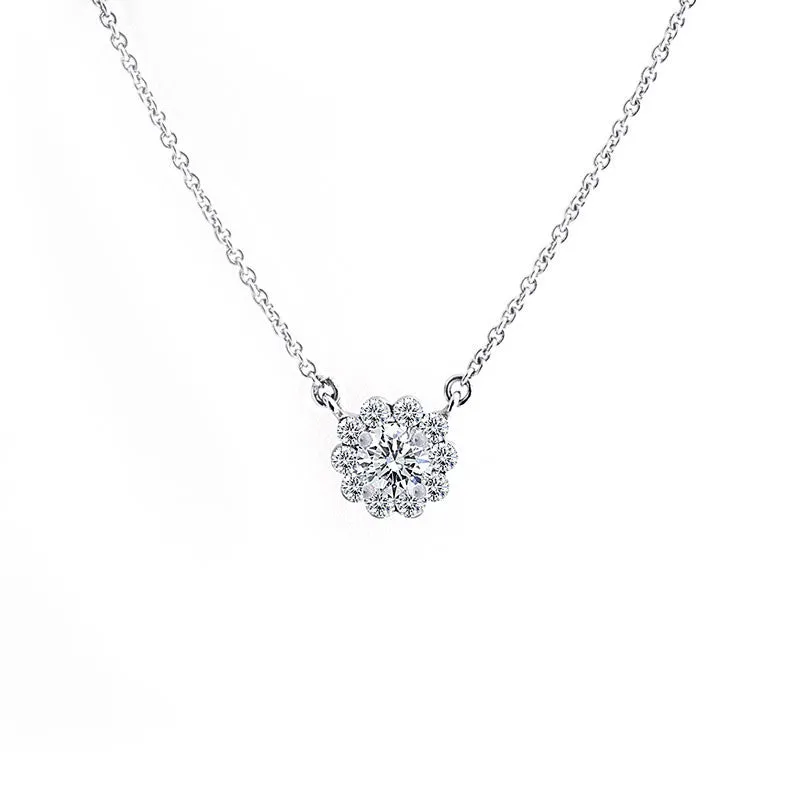 Invisible Set Diamond Halo Necklace