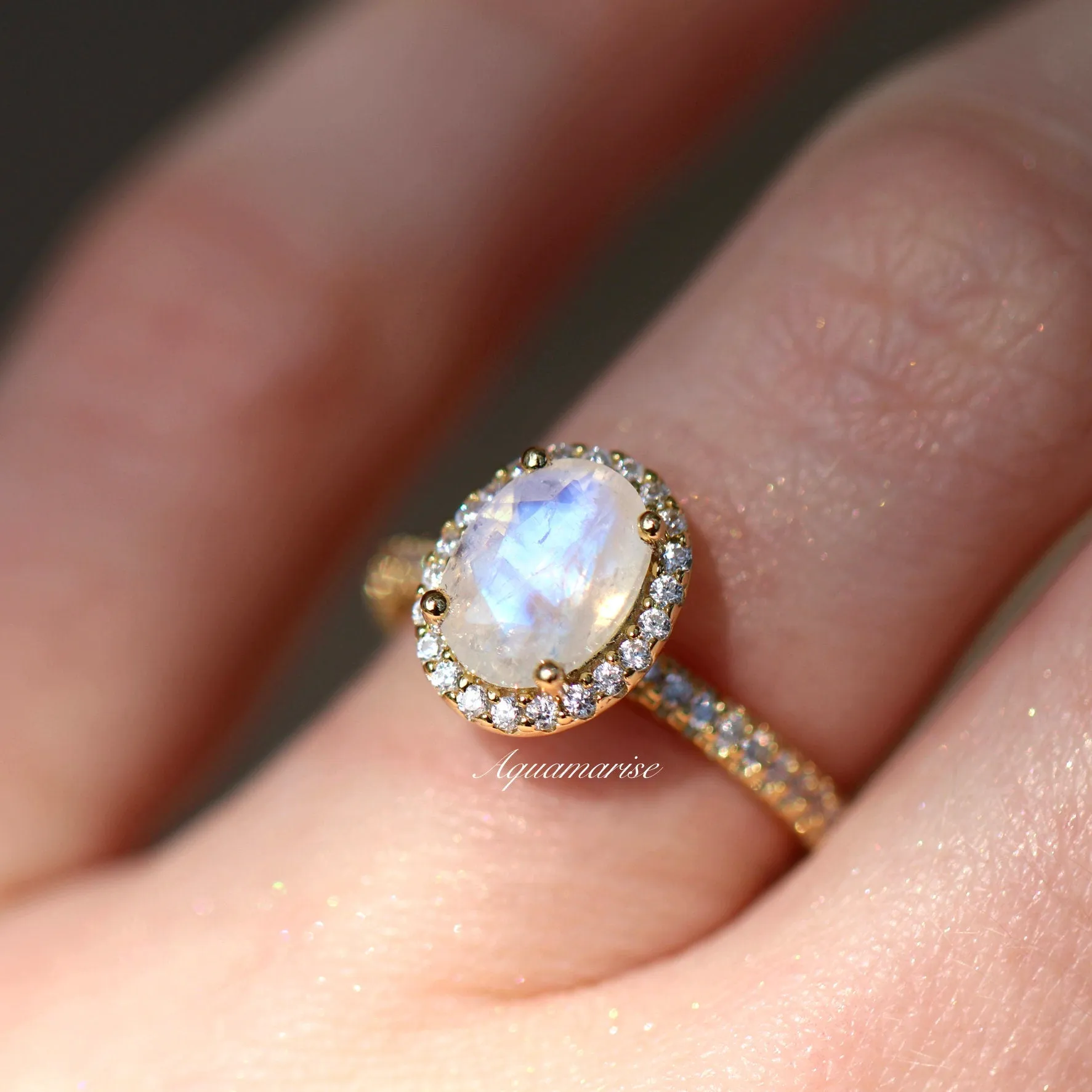 Iris Moonstone Ring- 14K Yellow Gold Vermeil