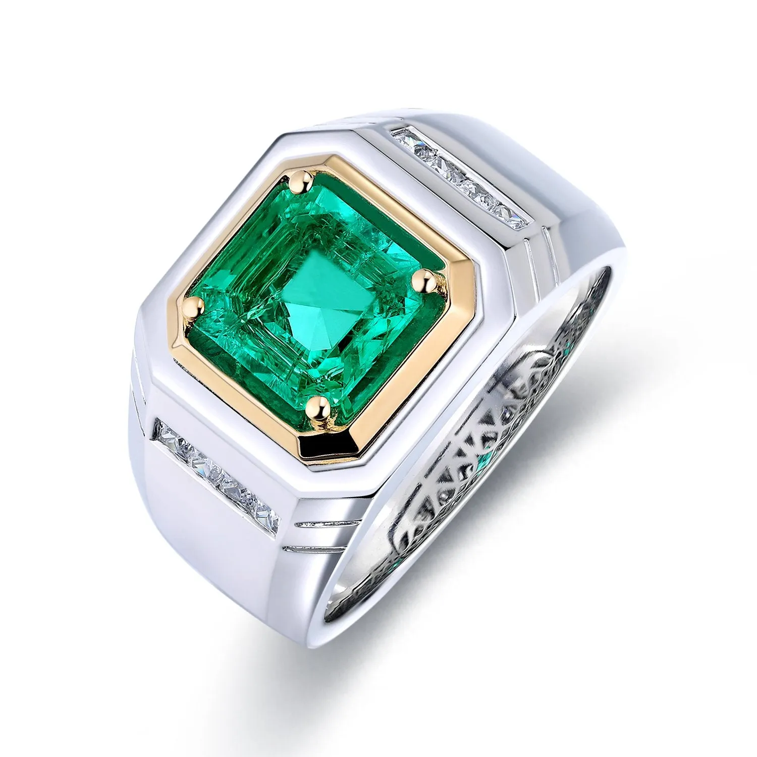 Jewelems two tone colombian emerald ring SKU: 6142061