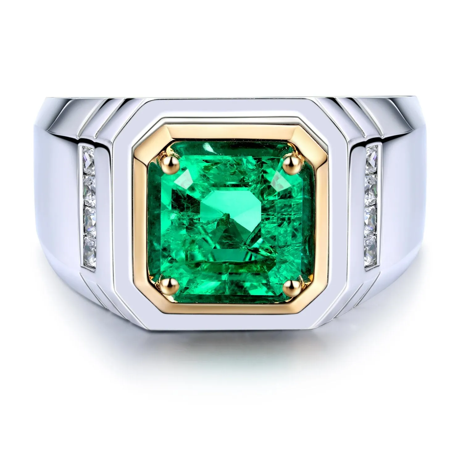 Jewelems two tone colombian emerald ring SKU: 6142061