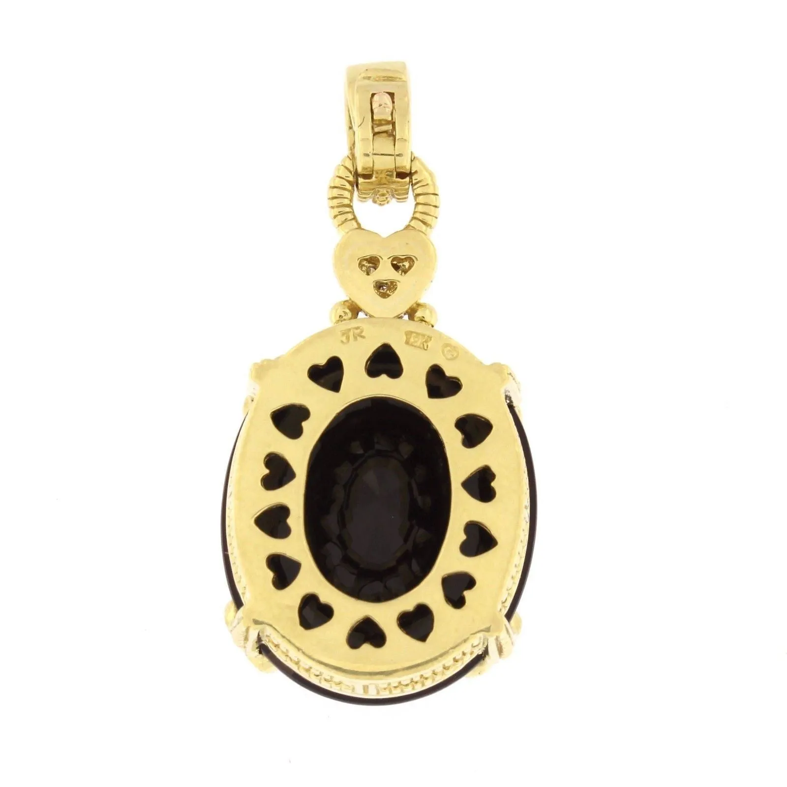 Judith Ripka Necklace with Onyx Stones and Diamonds 18k Yellow Gold