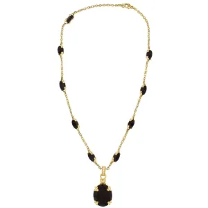 Judith Ripka Necklace with Onyx Stones and Diamonds 18k Yellow Gold