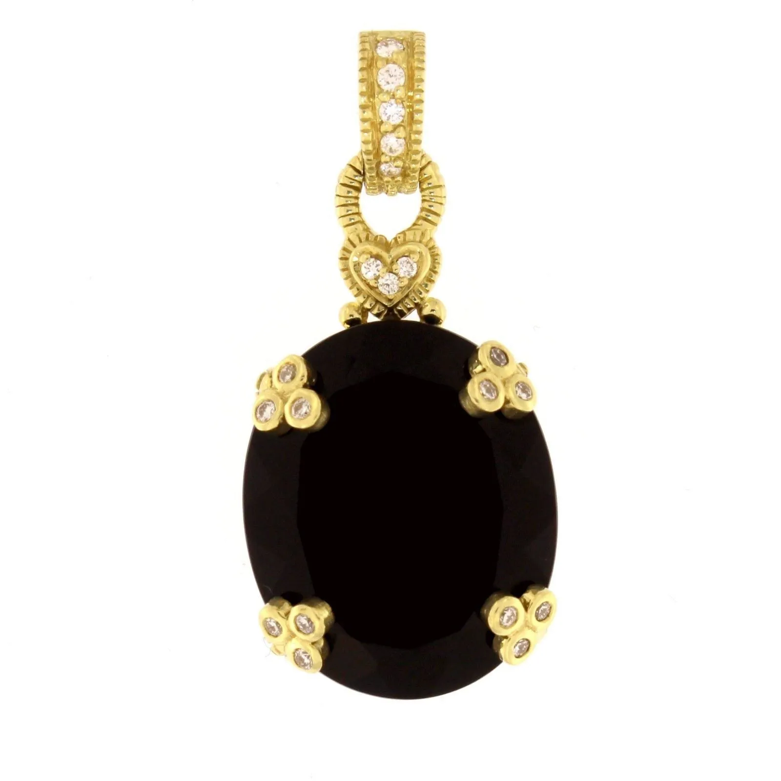 Judith Ripka Necklace with Onyx Stones and Diamonds 18k Yellow Gold