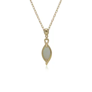 Klassischer Marquise Opal Tropfen Anhänger in 9ct Gelb Gold