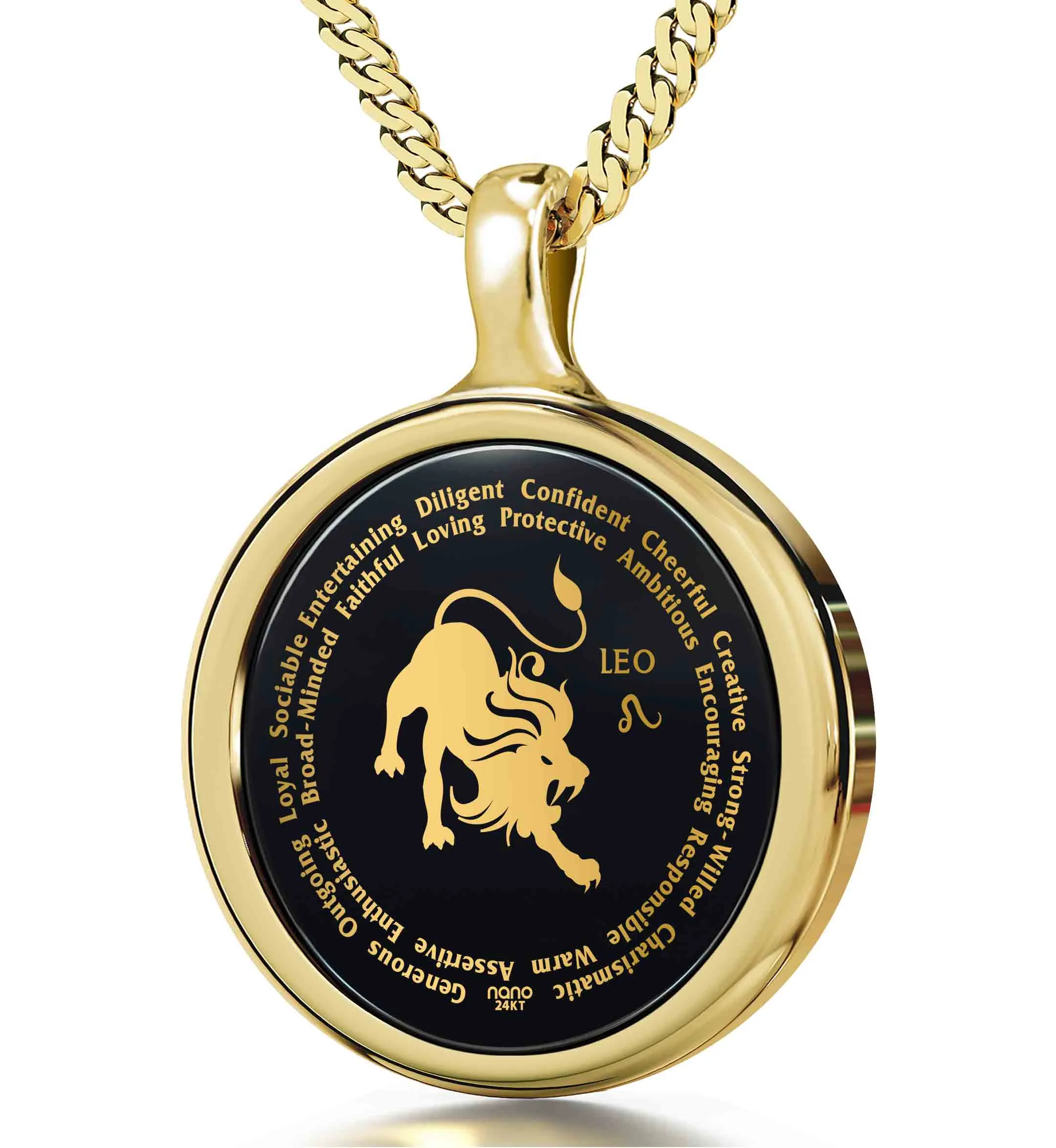 Leo Necklaces for Lovers of the Zodiac 24k Gold Inscribed