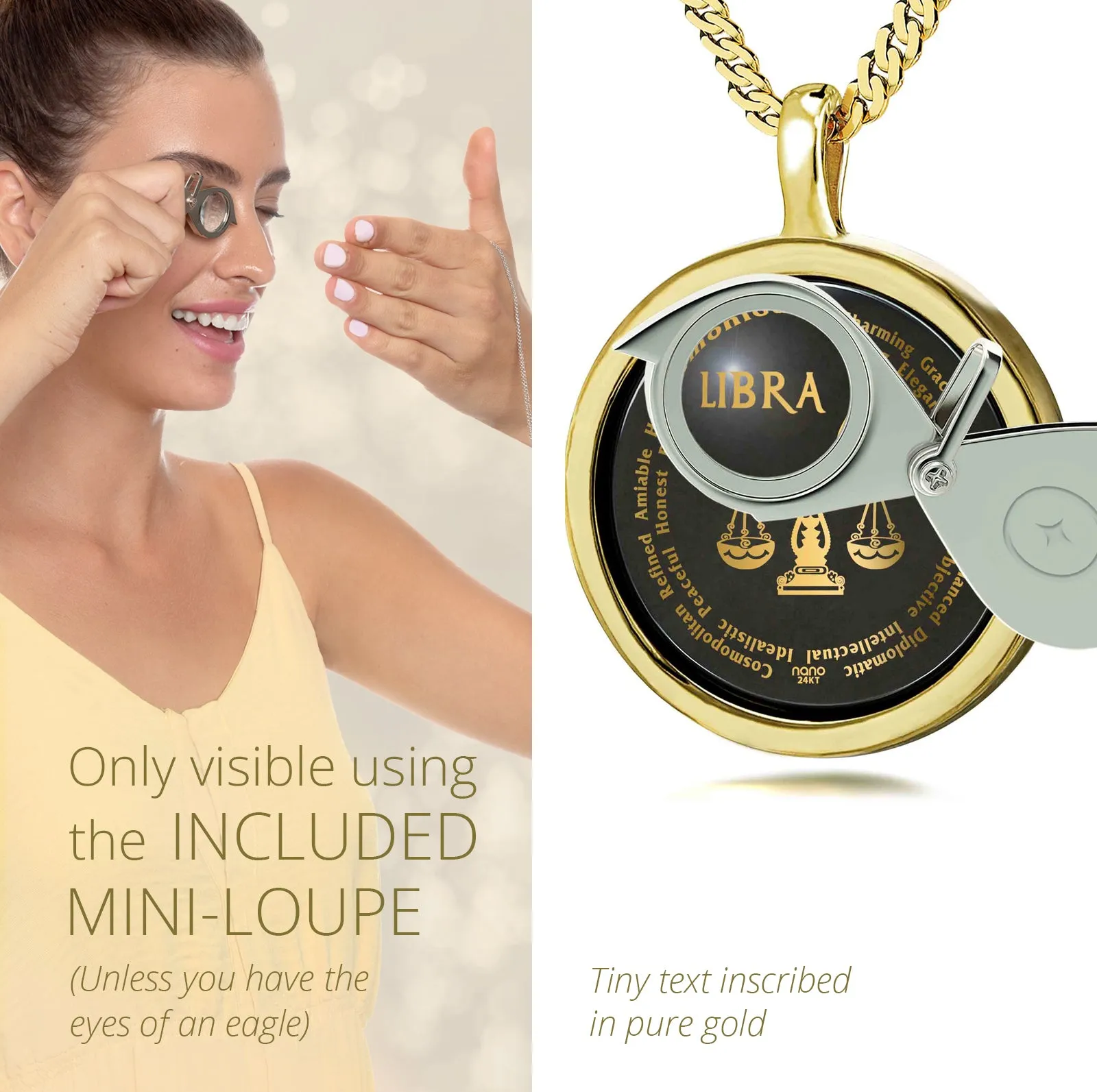 Libra Necklaces for Lovers of the Zodiac 24k Gold Inscribed