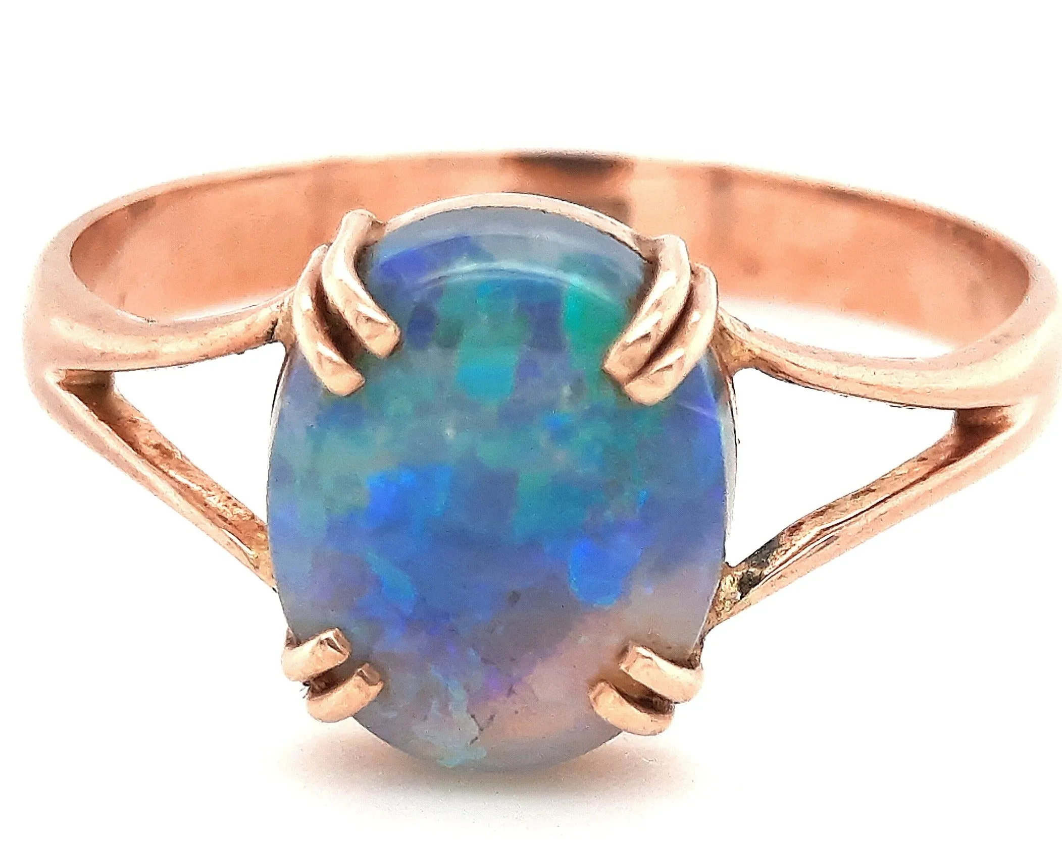 Lightning Ridge Opal & 9ct Rose Gold Handmade Ring