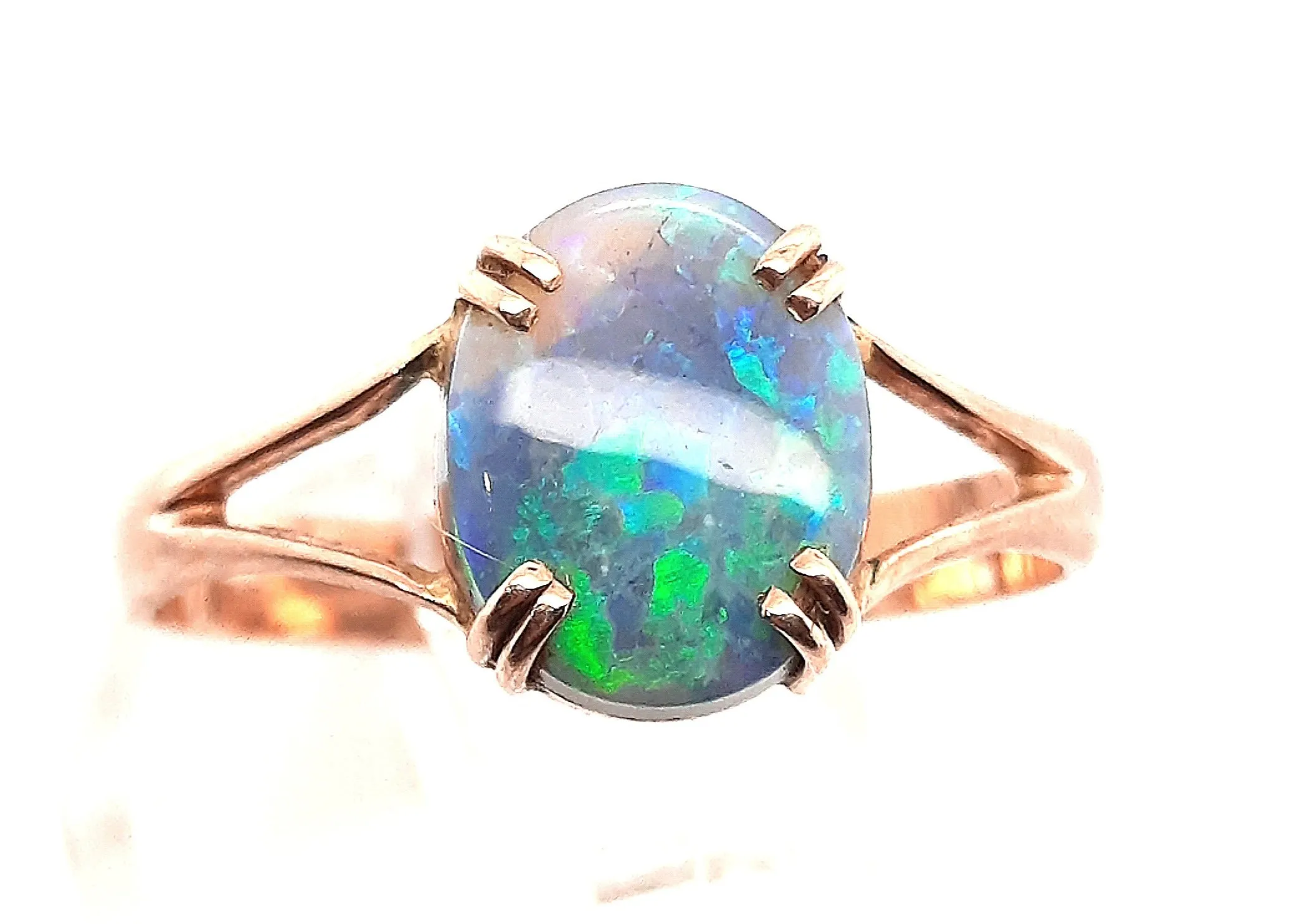 Lightning Ridge Opal & 9ct Rose Gold Handmade Ring