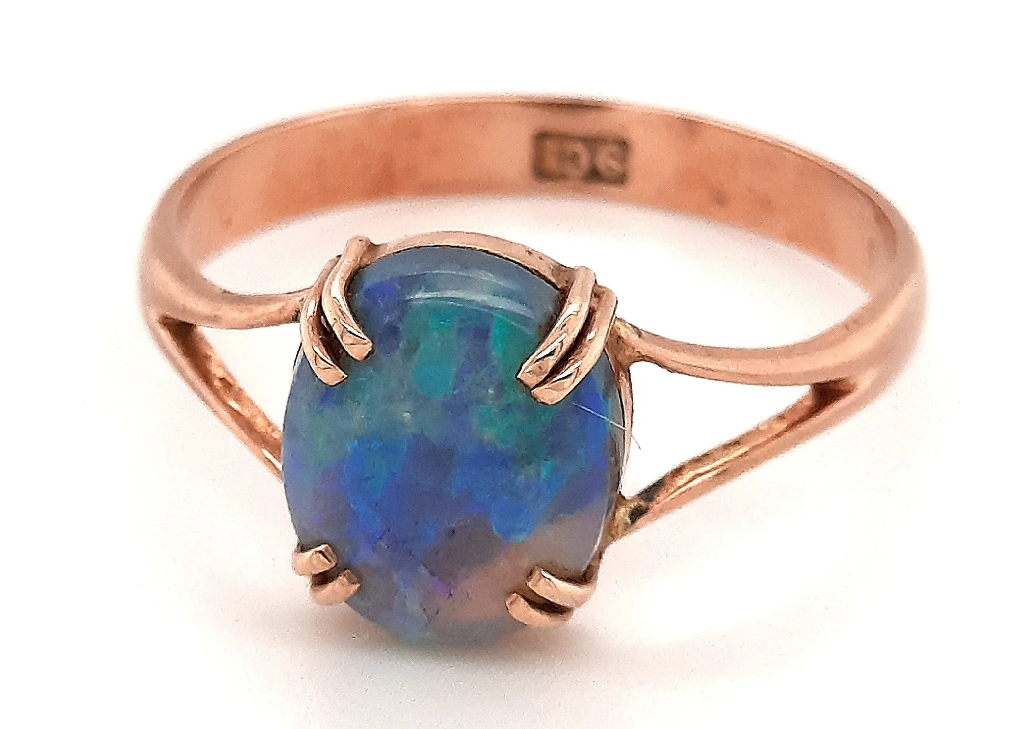 Lightning Ridge Opal & 9ct Rose Gold Handmade Ring