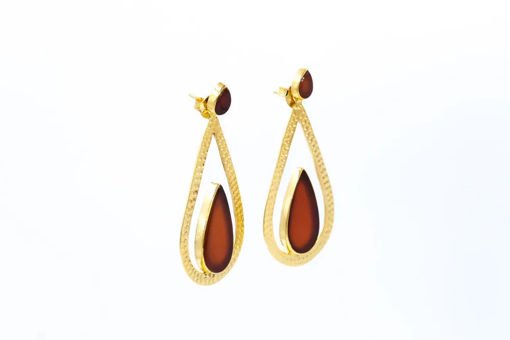 Marion Red Onyx Earrings, Gold Vermeil