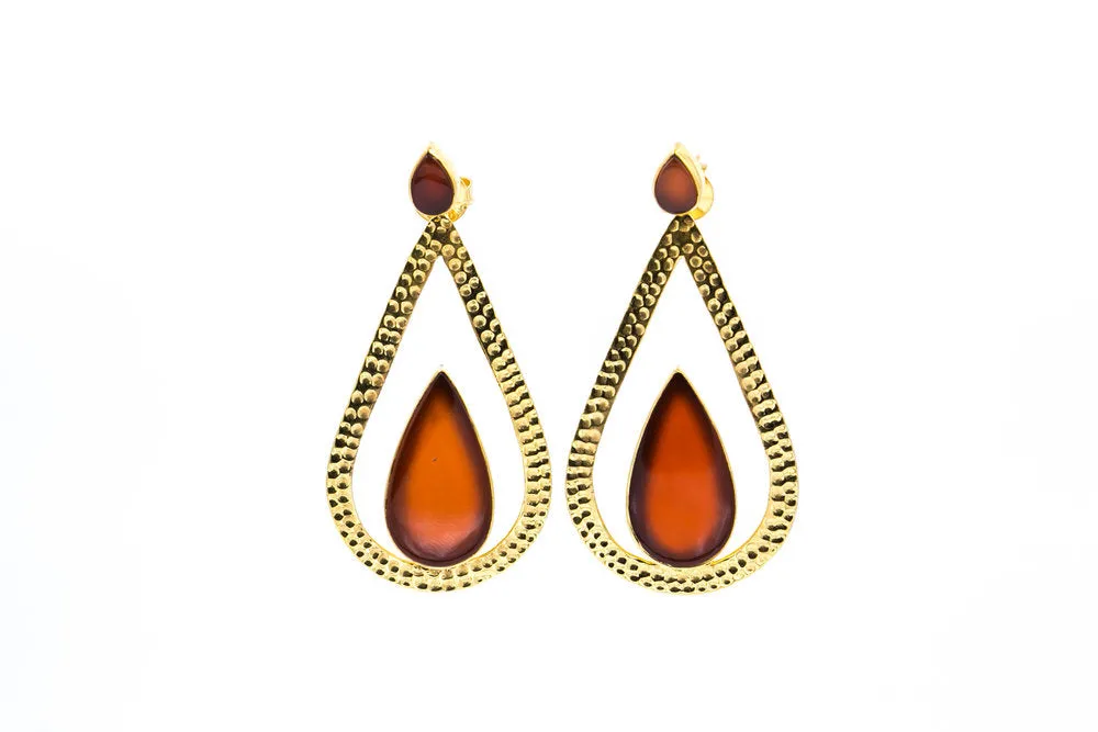 Marion Red Onyx Earrings, Gold Vermeil