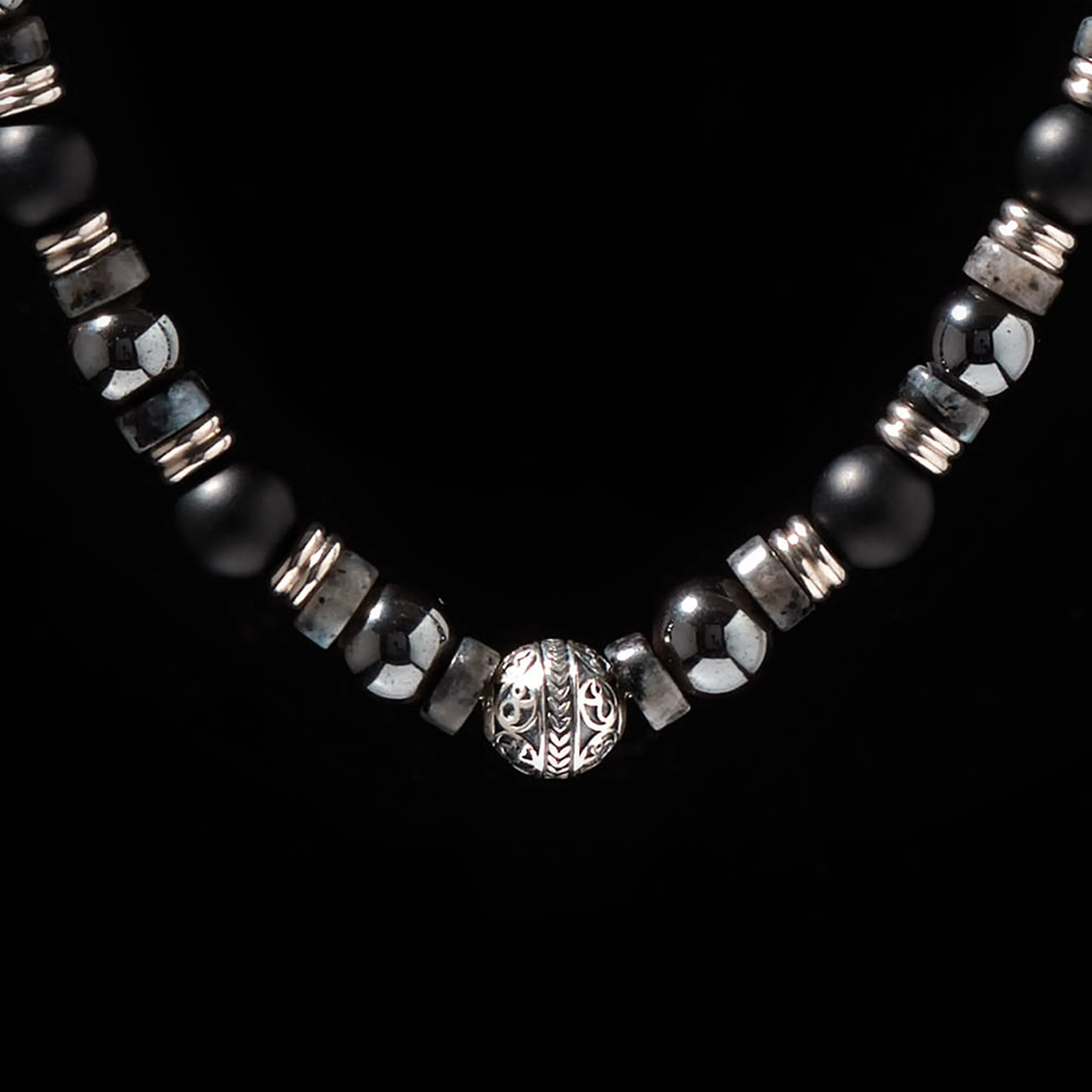 Matt Onyx, Hematite, Labradorite Mixed Crystals Necklace