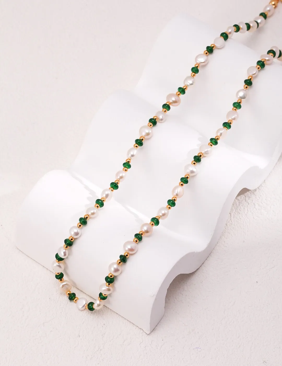 Mini Emerald Freshwater Pearl Necklace