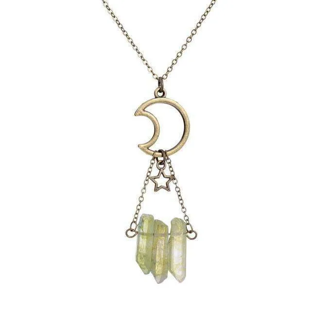 Moon & Stars Aura Quartz Necklace