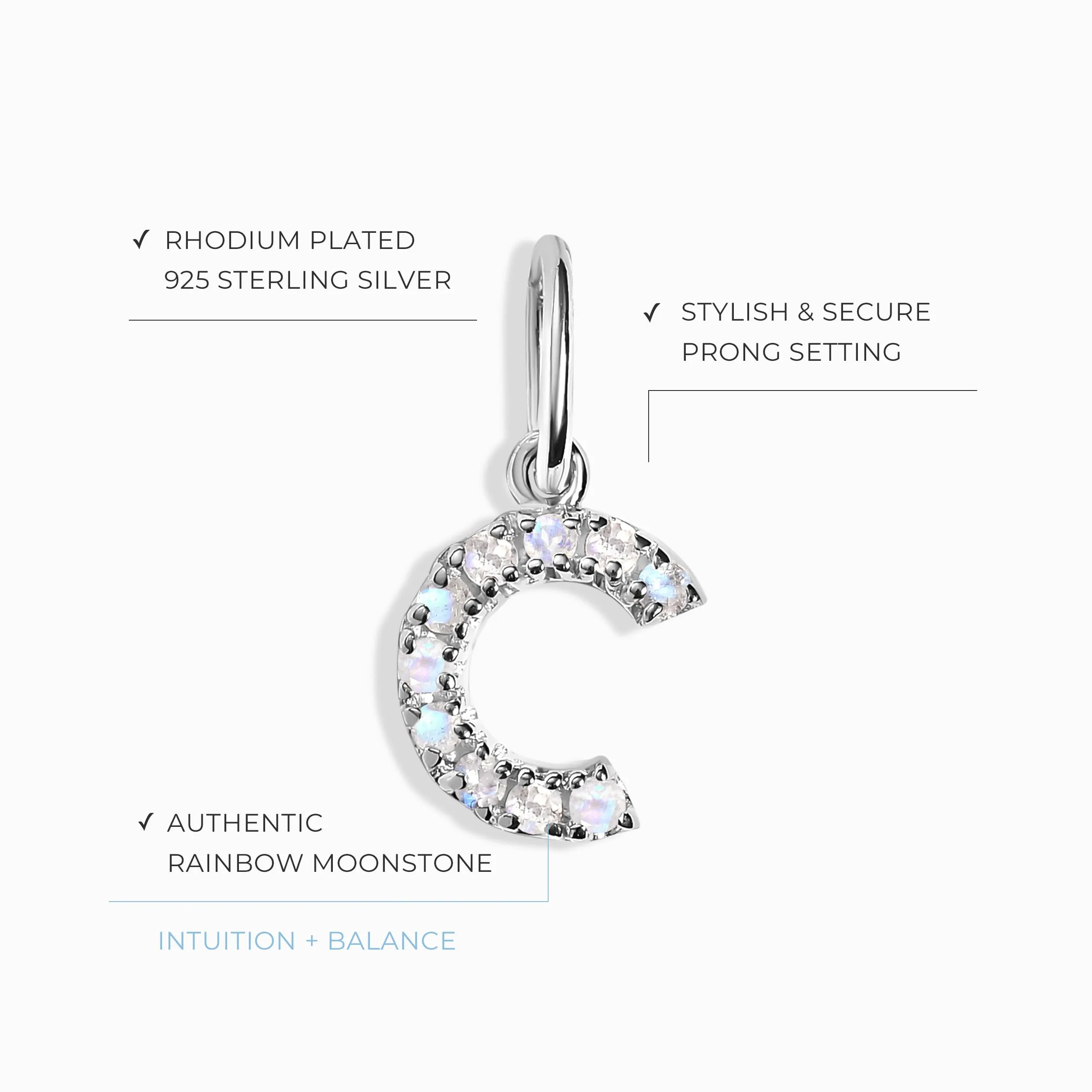 Moonstone Charm - Alphabet