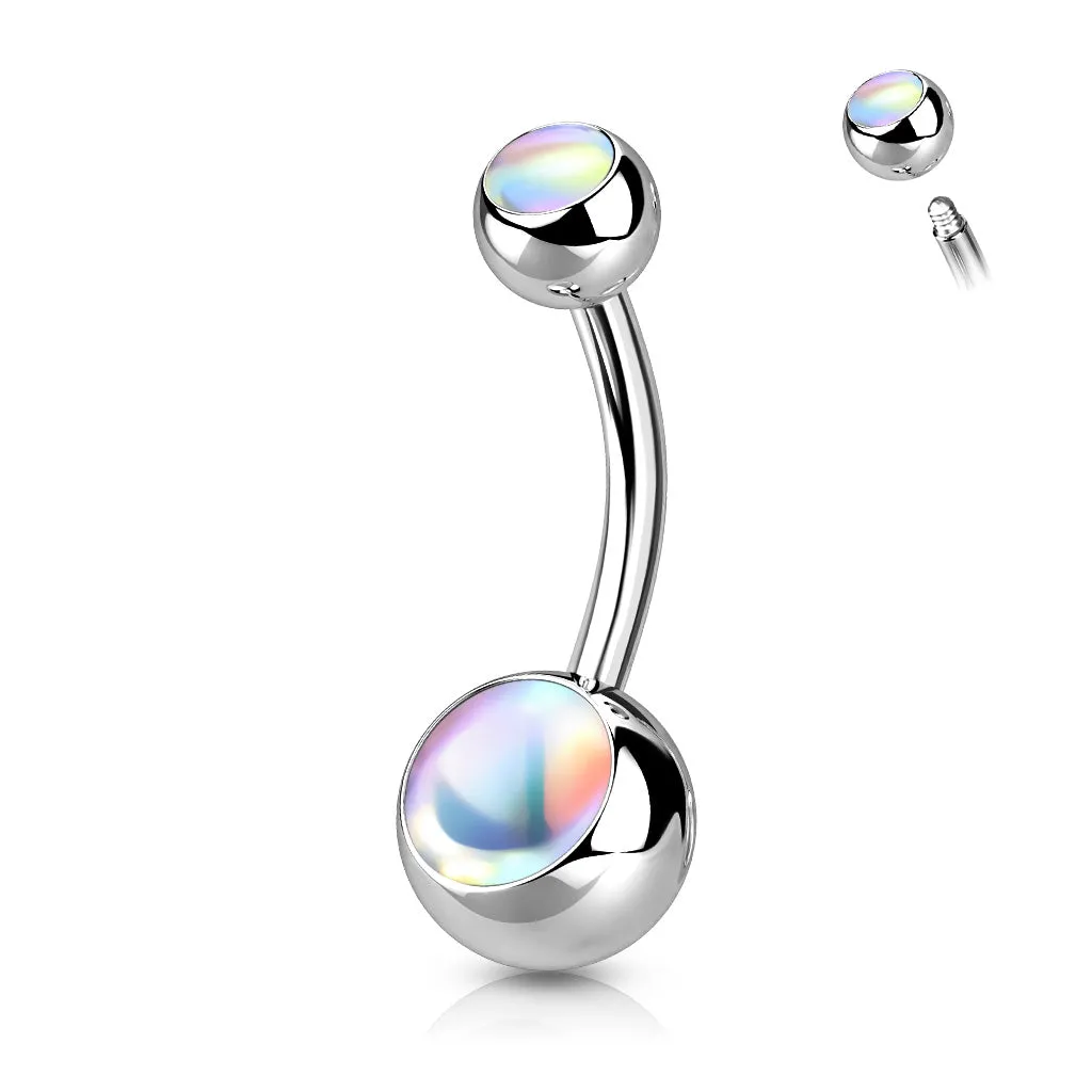 Moonstone Iridescent Double Gem Belly Ring