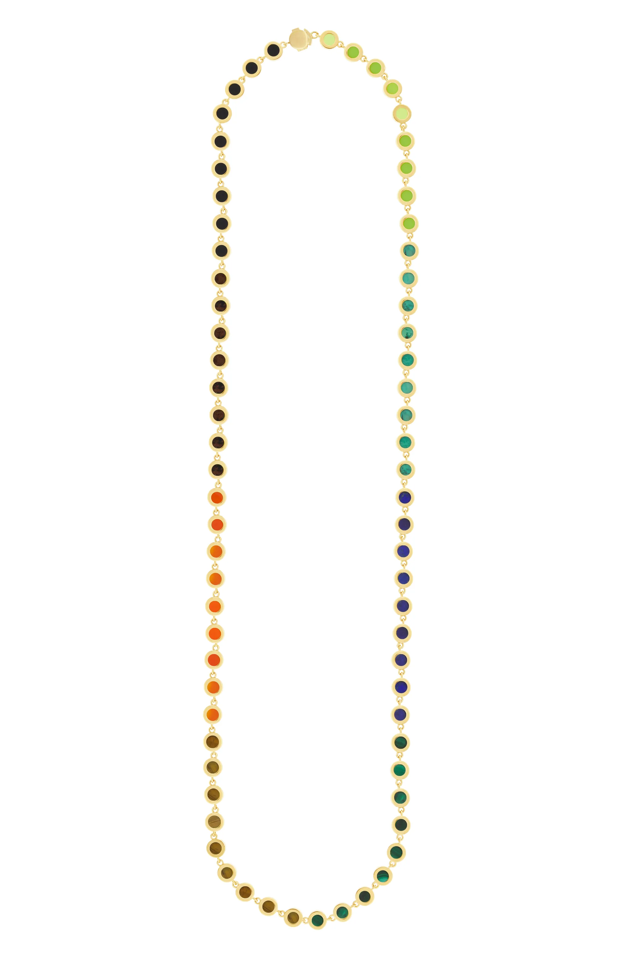 Multi Gemstone Gold Link Necklace