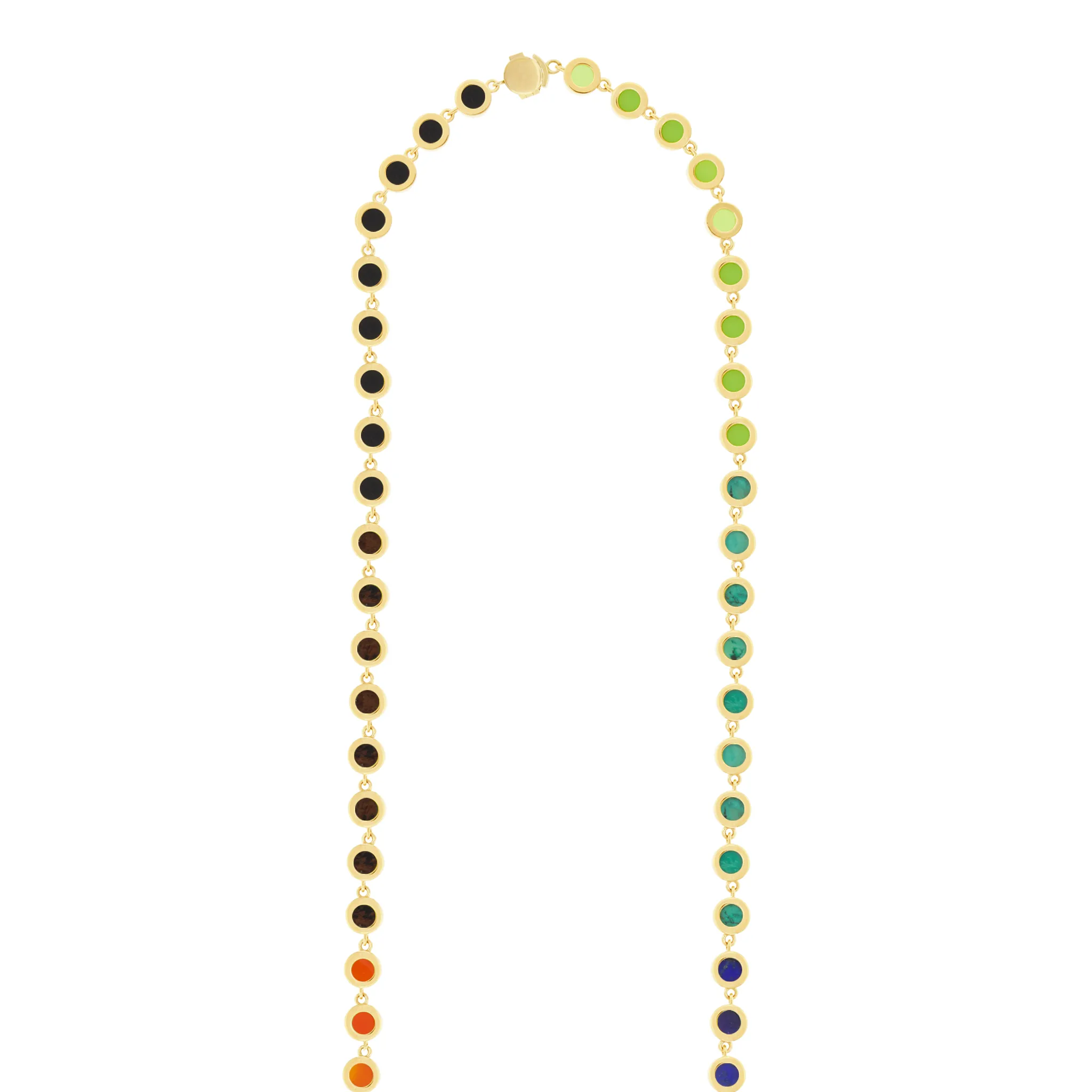 Multi Gemstone Gold Link Necklace