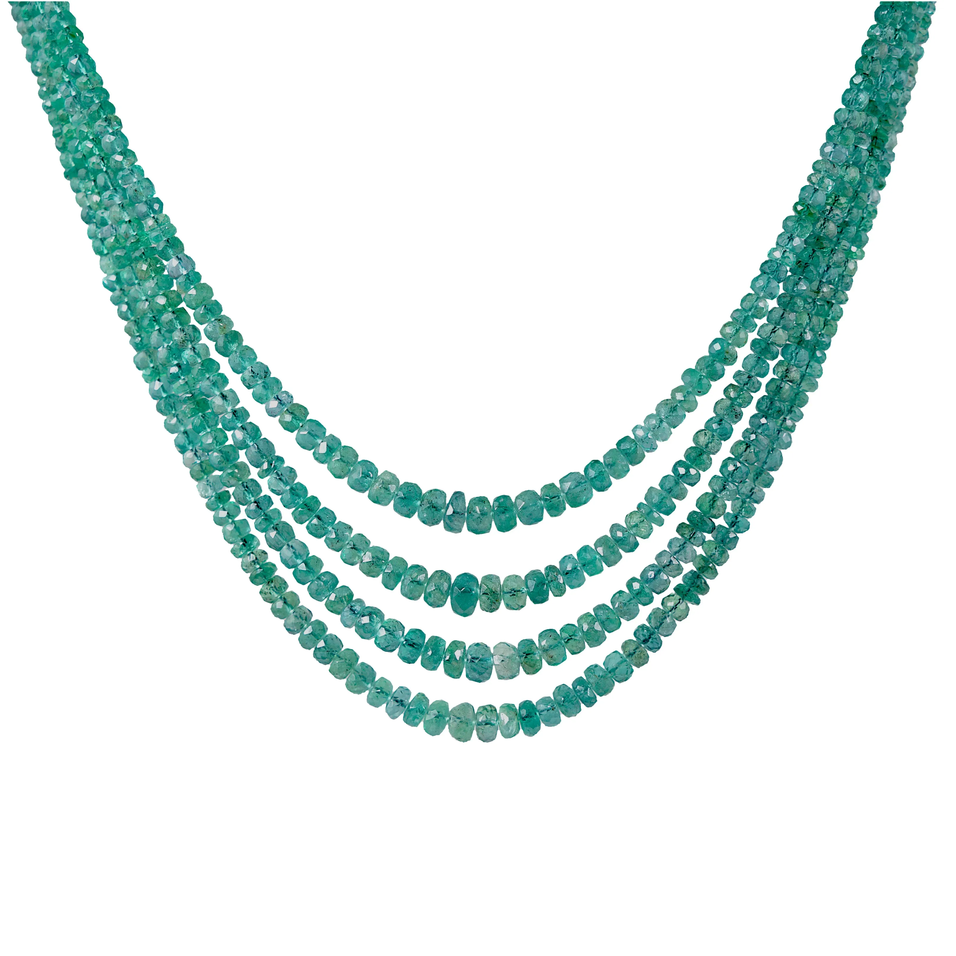 Multi Strand Emerald Necklace - 14k Gold