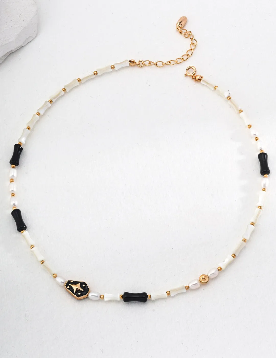 Natural Black Onyx Shell Necklace