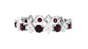 Natural Garnet and Diamond Eternity Band Ring