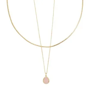 New - Kendra Scott Sami Quartz 14K Gold Over Brass Multi-Strand Necklace - Rose Quartz