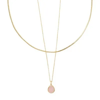 New - Kendra Scott Sami Quartz 14K Gold Over Brass Multi-Strand Necklace - Rose Quartz