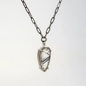 NEW! Small Teardrop Black Tourmalinated Quartz Necklace by Rina Young