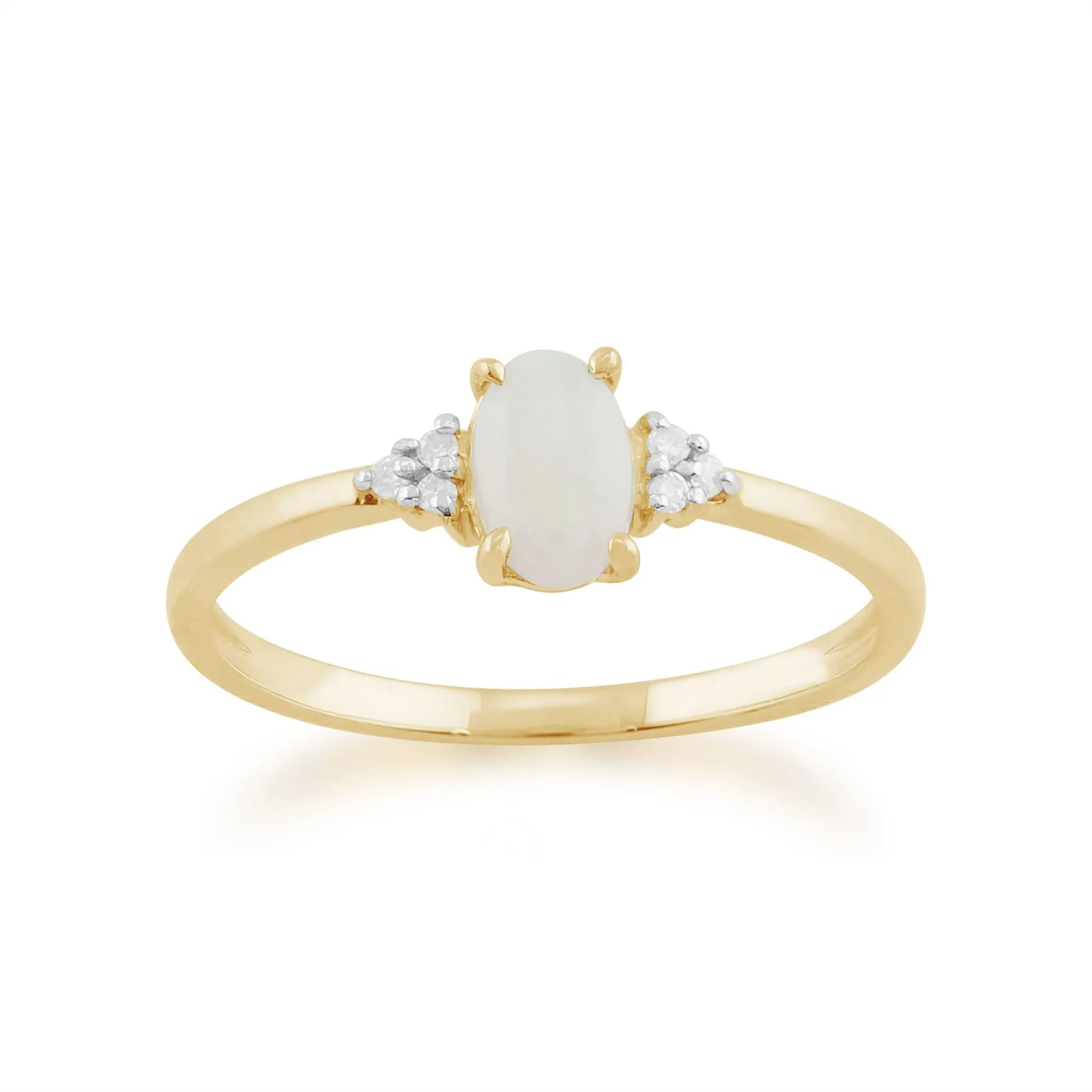 Opal Ring, 9ct Gelb Gold 0,29CT Opal und Diamant Ring