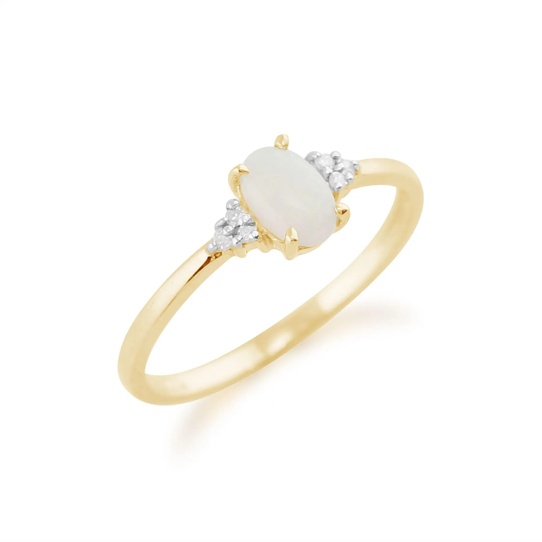 Opal Ring, 9ct Gelb Gold 0,29CT Opal und Diamant Ring