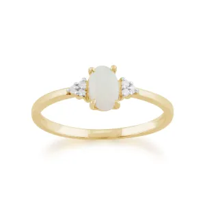 Opal Ring, 9ct Gelb Gold 0,29CT Opal und Diamant Ring