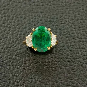 Oval Emerald & Diamond Ring