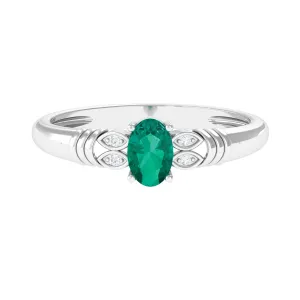 Oval Emerald Solitaire Engagement Ring with Diamond