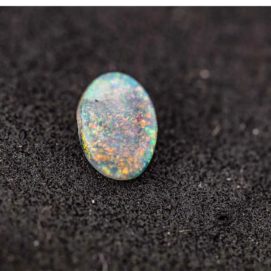 Oval Natural Australian Black Opal Loose Gemstone Rainbow Colors 0.88ct