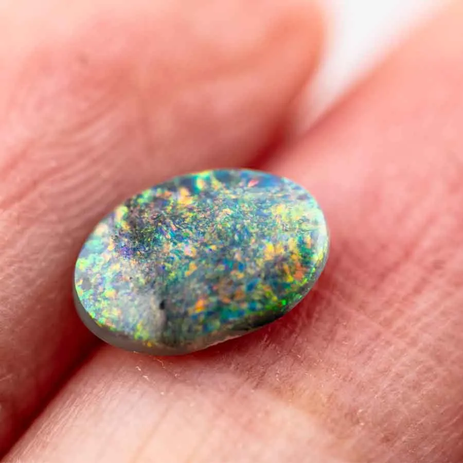 Oval Natural Australian Black Opal Loose Gemstone Rainbow Colors 0.88ct