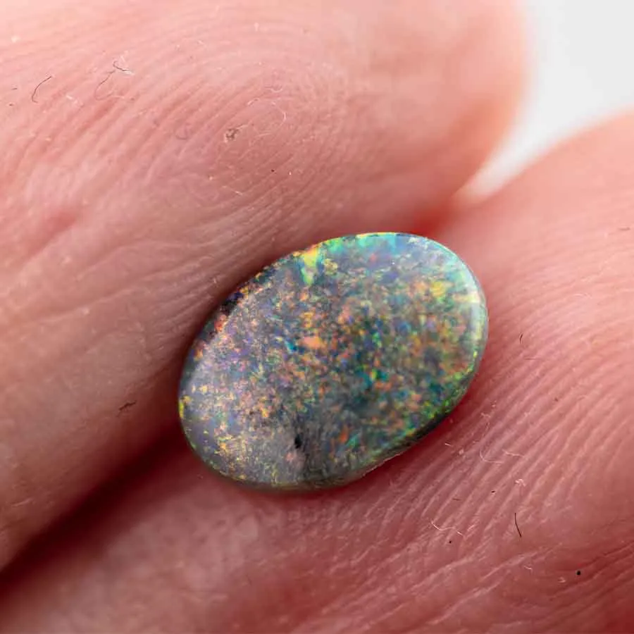 Oval Natural Australian Black Opal Loose Gemstone Rainbow Colors 0.88ct