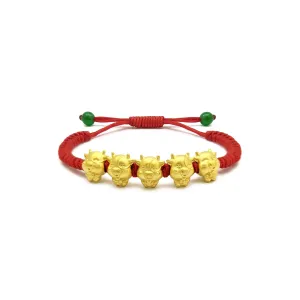 Ox Quintuplet Chinese Zodiac Red String Bracelet (24K)