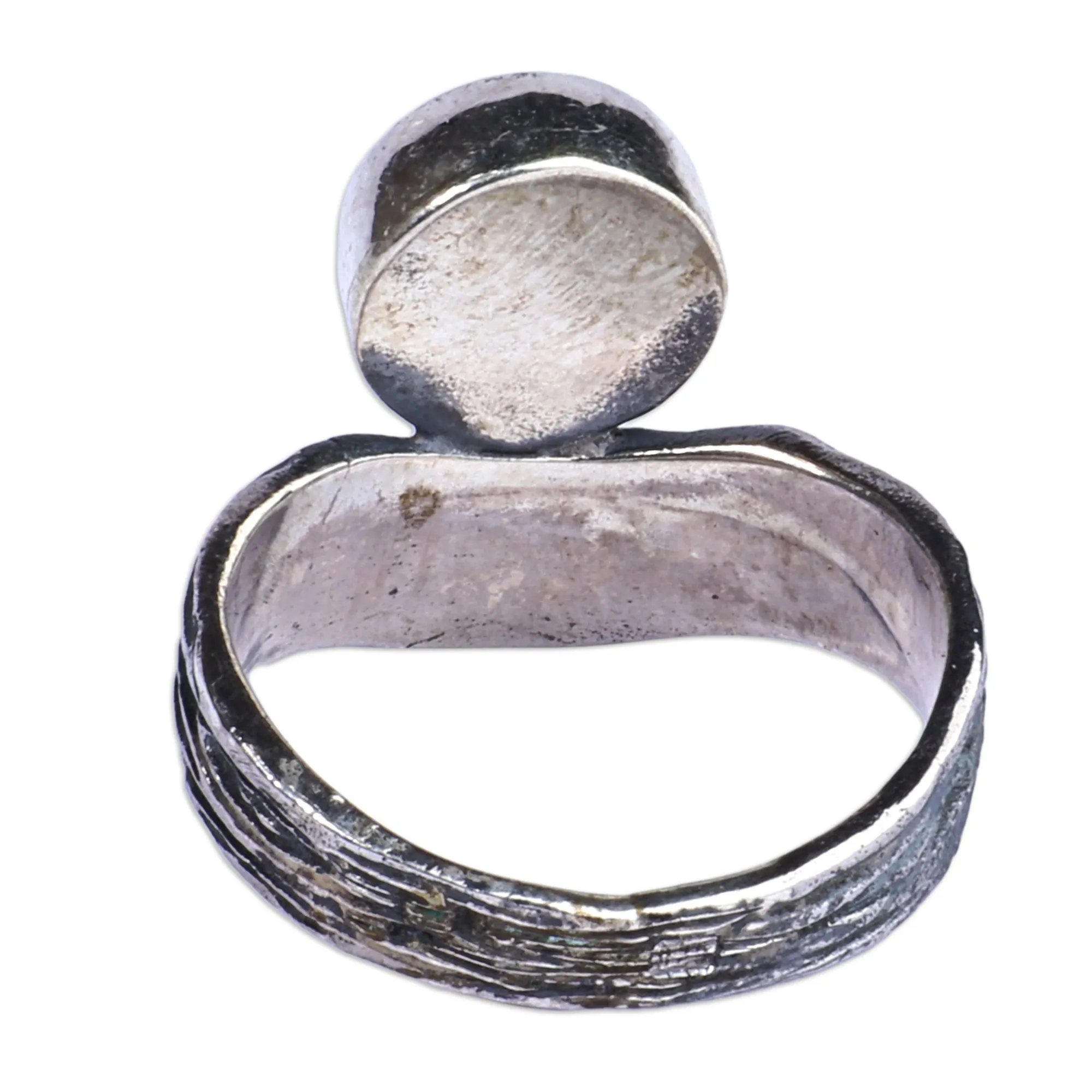 Oxidized Finish Sterling Silver and Garnet Cocktail Ring - Crimson River | NOVICA