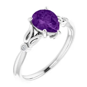 Pear Amethyst Ring