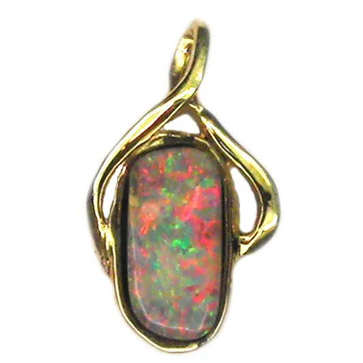 Pink Green Boulder Opal 9k Pendant